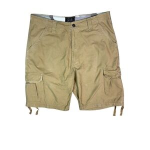 CSG Cargo Shorts Ripstop Khaki Drawstring 10" Inseam Pockets Men's Size 38